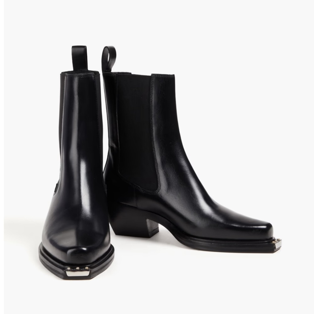 Black Leather Ankle Boots embellished